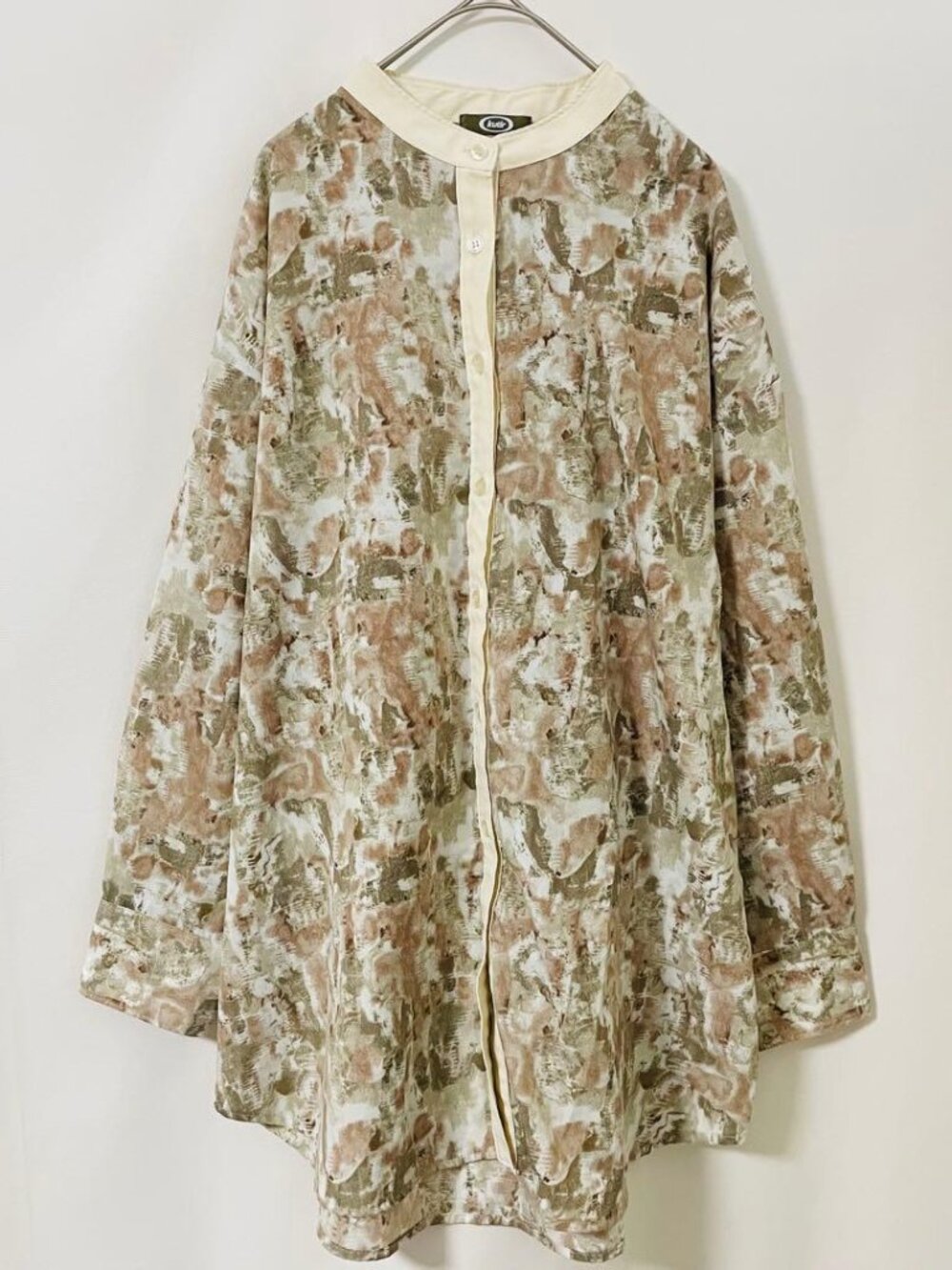 Kutire All-over Print Sheer Shirt Beige